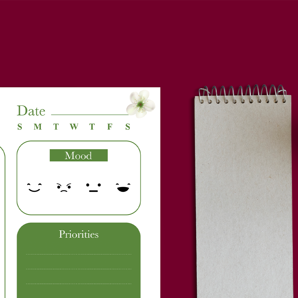 Printable Planner Inserts A5 Daily Page, Close Up Date, Week Days