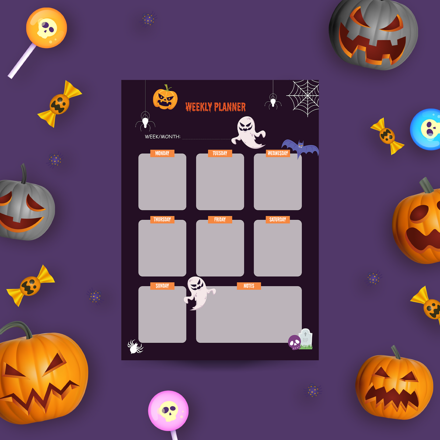 Spooky A5 Halloween Weekly Planner | Printable PDF Schedule Organizer