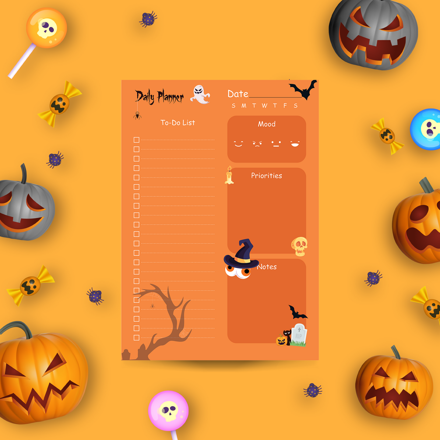 Spooky October Daily Planner - Halloween Inspired A5 PDF