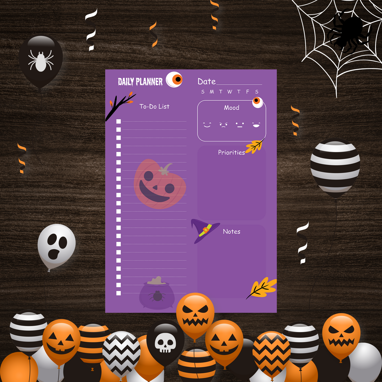 Creepy Co. Halloween Daily Planner - A5 Printable Spooky Paper Inserts