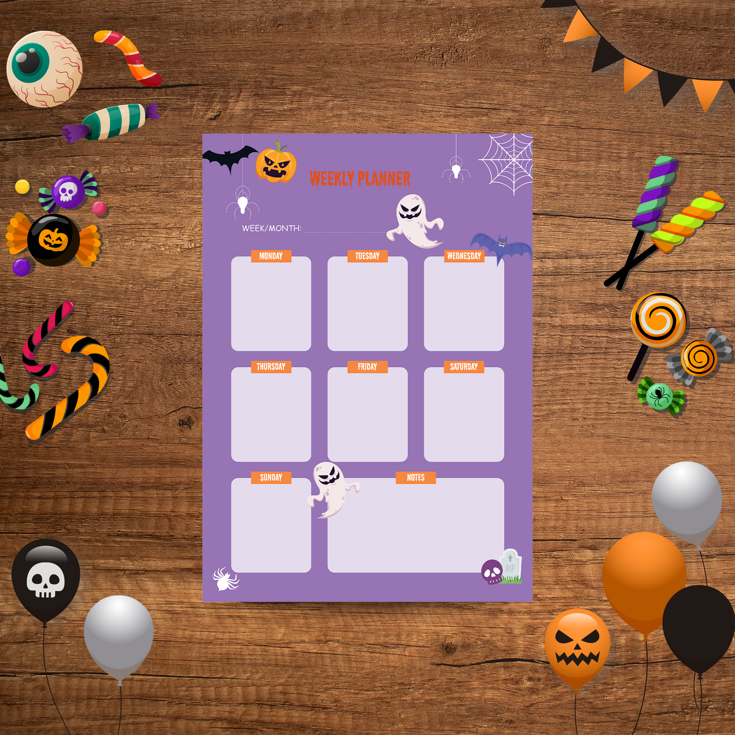 Festive Halloween Weekly Planner - A5 PDF for School and Work Scheduling